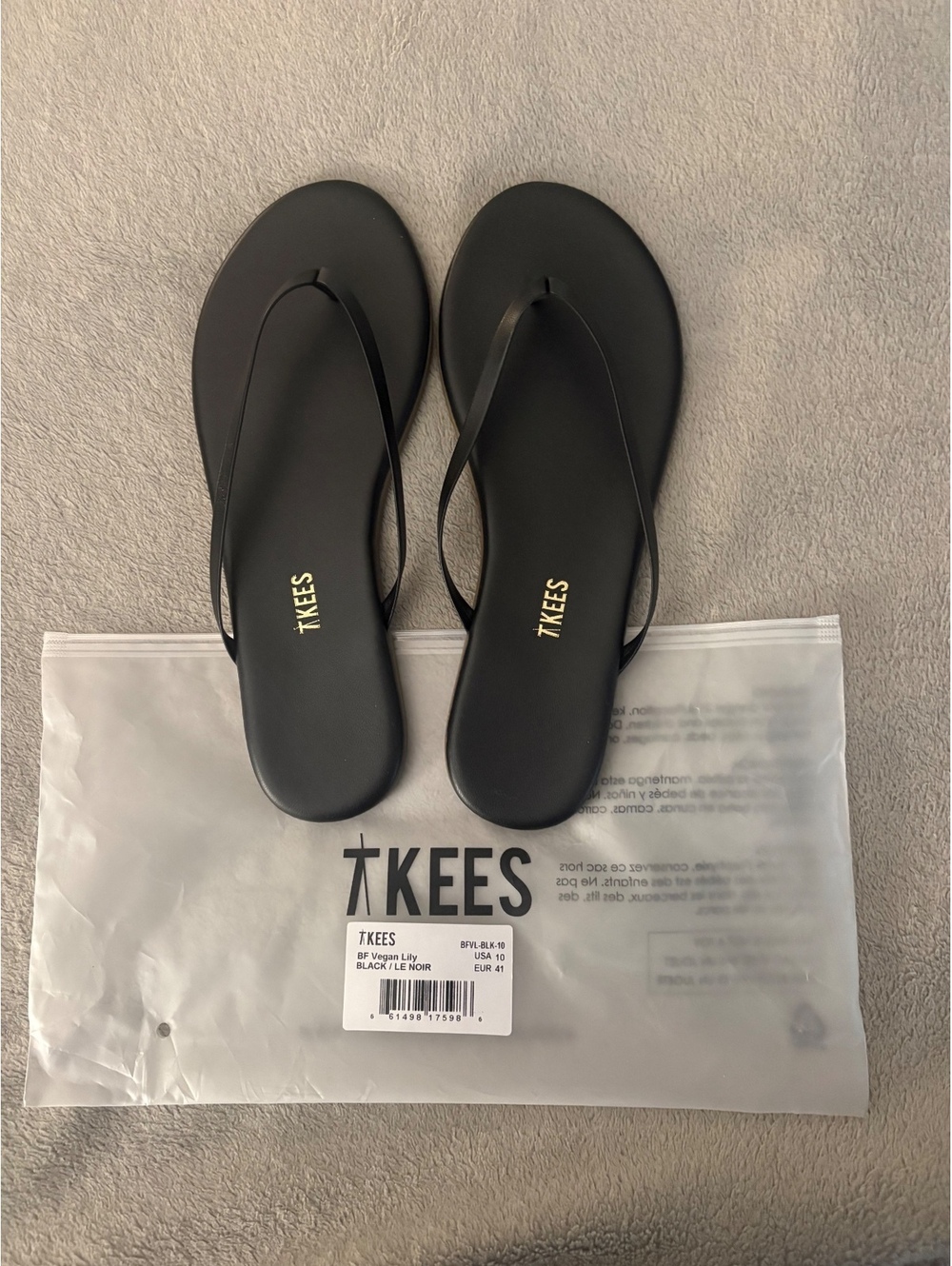 TKEES BF Vegan Lily Matte Black Flip Flop Sandals Size 10